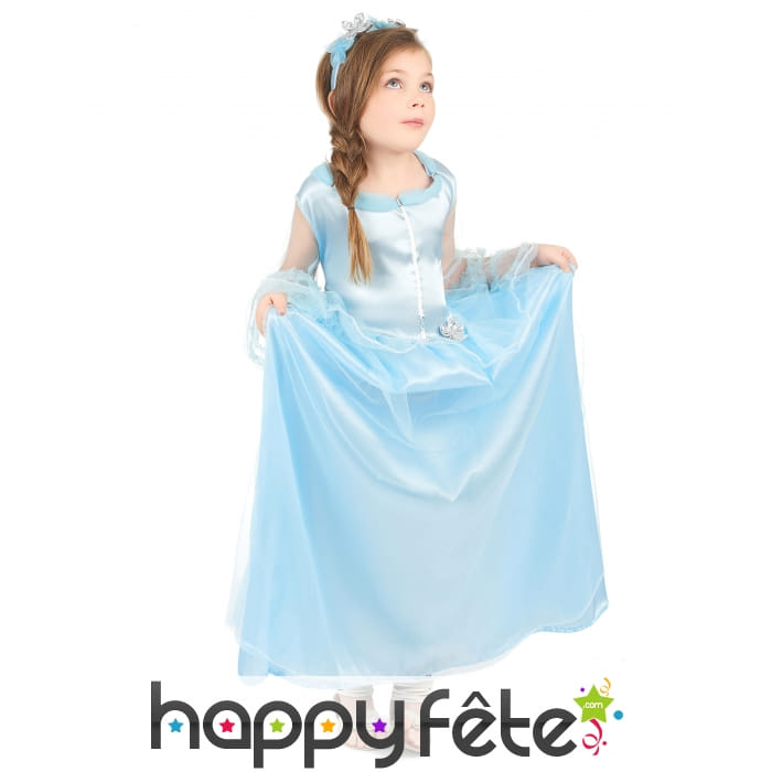Robe de petite princesse bleue avec serre tête