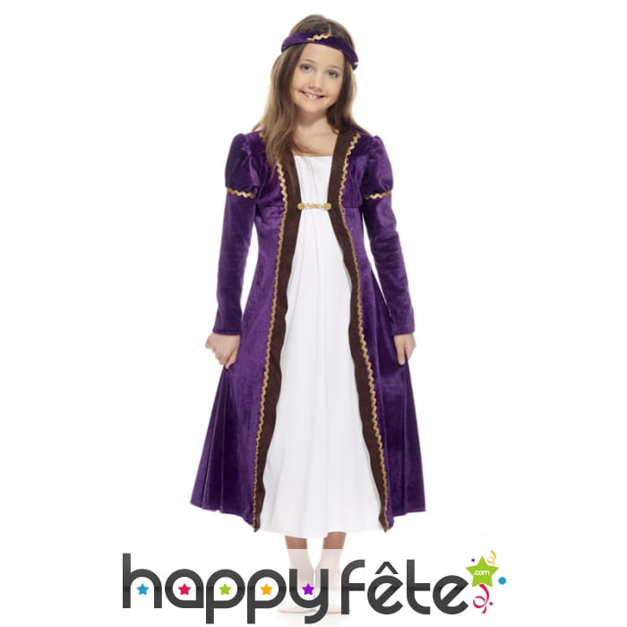 Robe de petite princesse médiévale violette