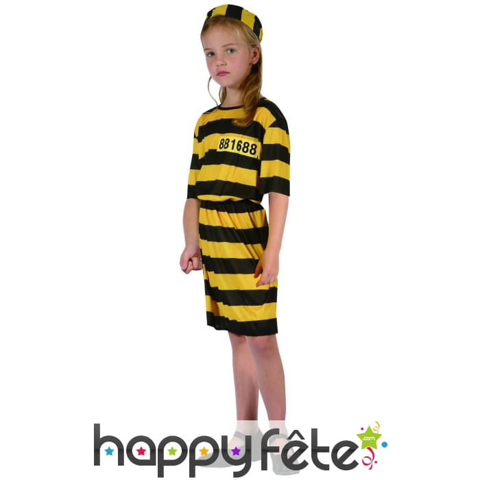 Robe de petite prisonnière jaune et noire