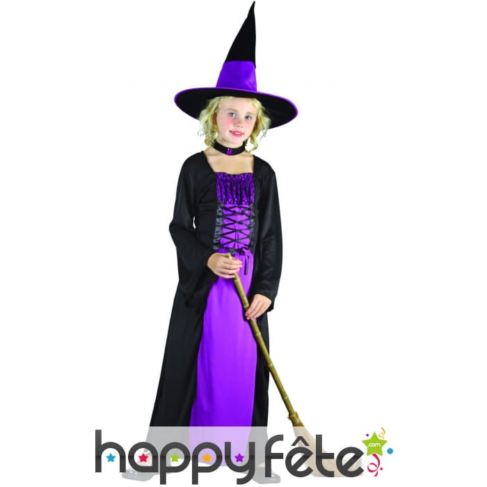 Robe de petite sorcière noire et violette
