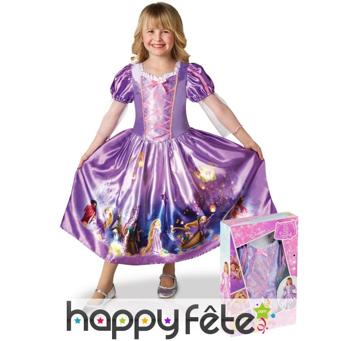 Robe de Raiponce en coffret pour enfant, luxe