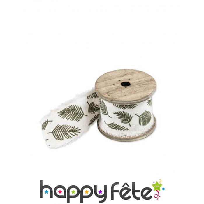 Rouleau de ruban ivoire et feuilles tropicales, 3m