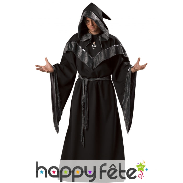 Robe de sorcier noire pour homme, prémium