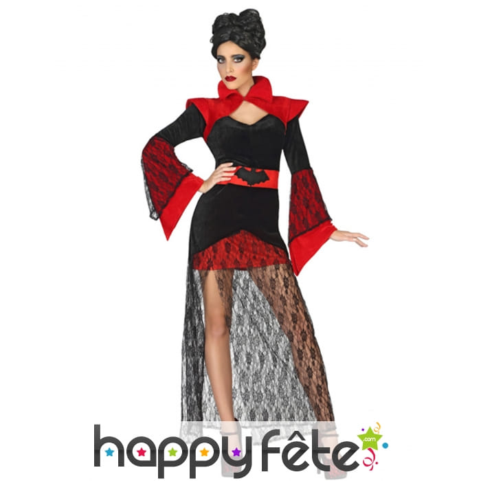 Robe de vampire effet velours et dentelle