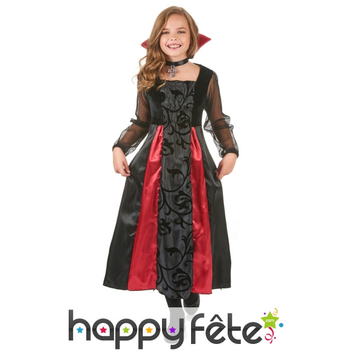 Robe de vampire noire avec arabesques pour enfant