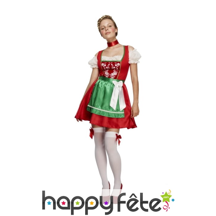 Robe Dirndl verte et rouge de Noël