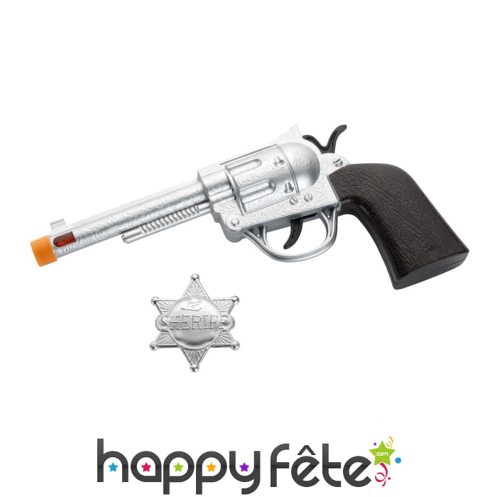 Révolver et badge de cowboy
