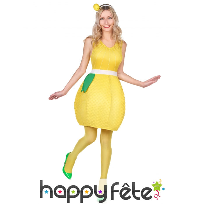 Robe en forme de citron jaune pour femme