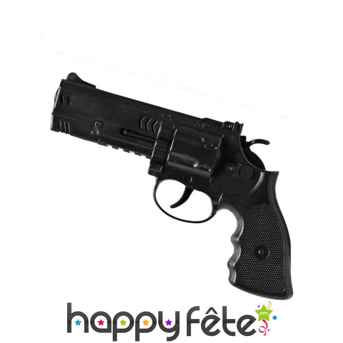 Revolver en plastique noir de 21 cm