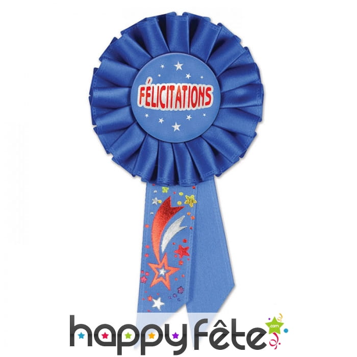 Rosette félicitations, bleue