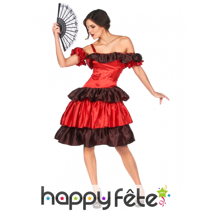 Robe flamenco rouge et noire pour adulte