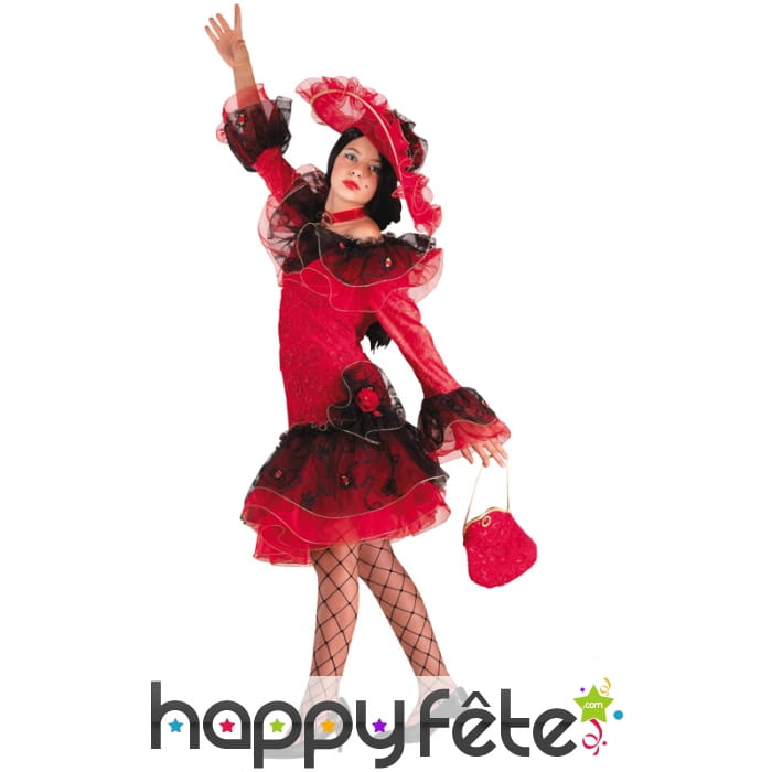 Robe flamenco rouge et noire pour enfant