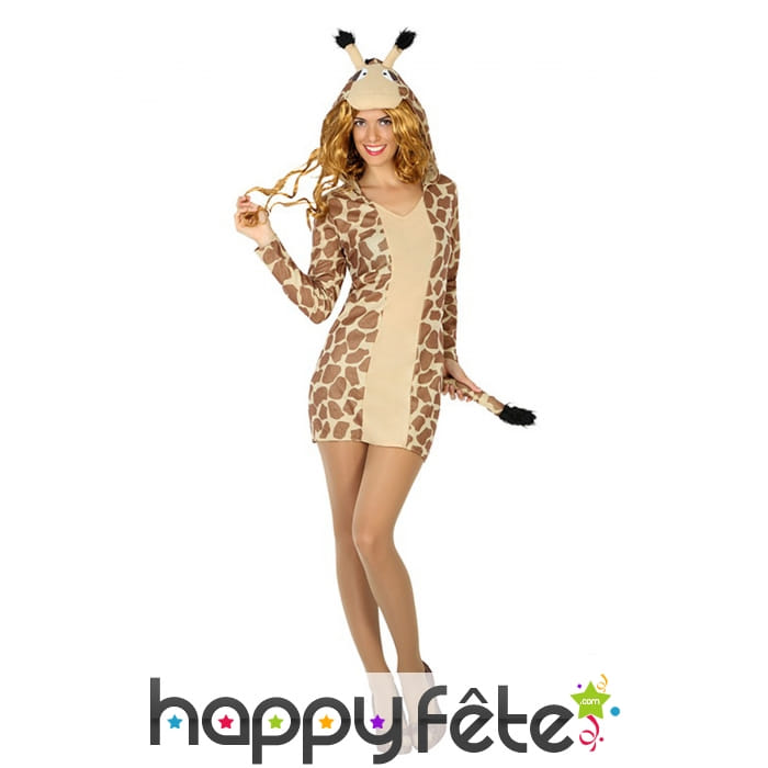 Robe girafe courte à capuche