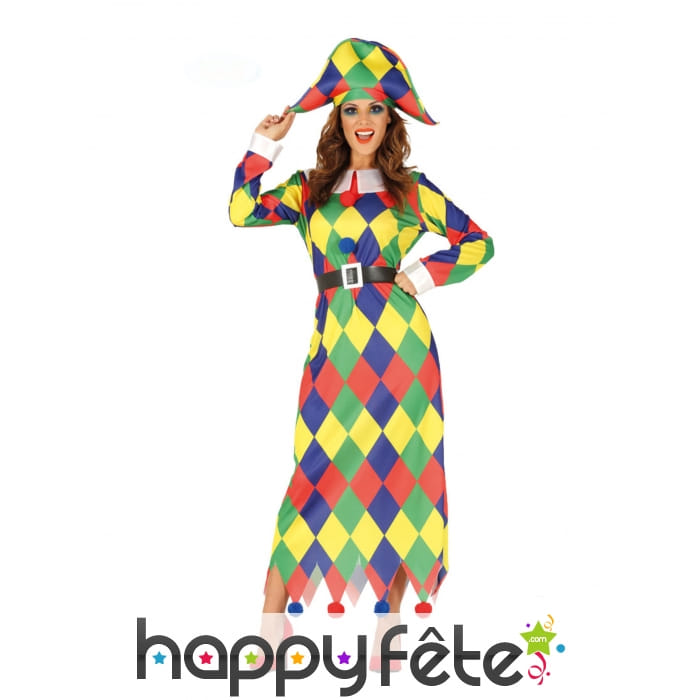 Robe longue de femme arlequin multicolore