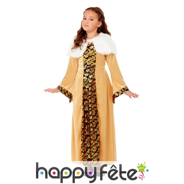 Robe médiévale dorée pour petite fille