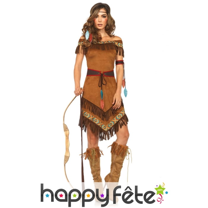 Robe marron imitation daim de femme indienne