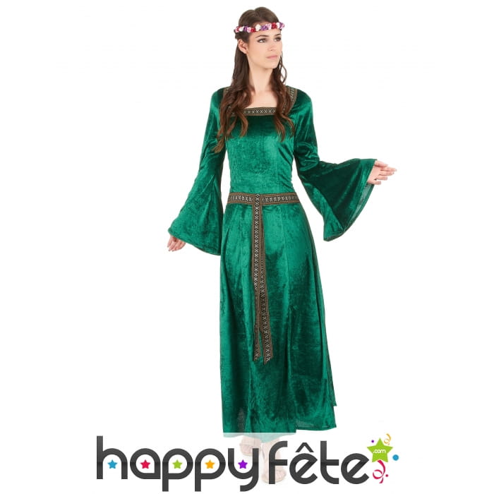 Robe médiévale verte imitation velours
