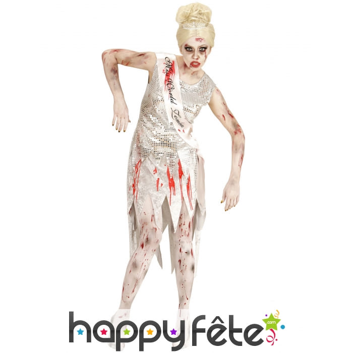 Robe Miss world zombie tâchée de sang, adulte