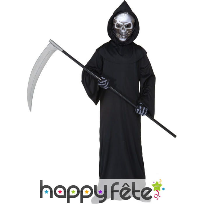 Robe noire à capuche de faucheur pour enfant