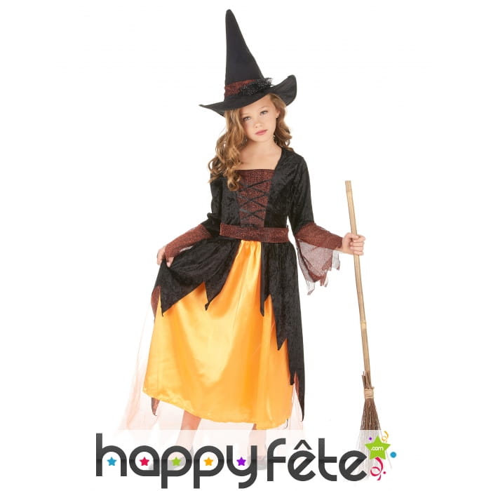 Robe noire et jaune de petite sorcière