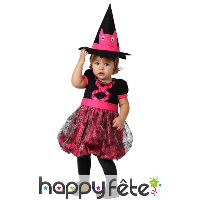 Robe noire et rose de bébé sorcière