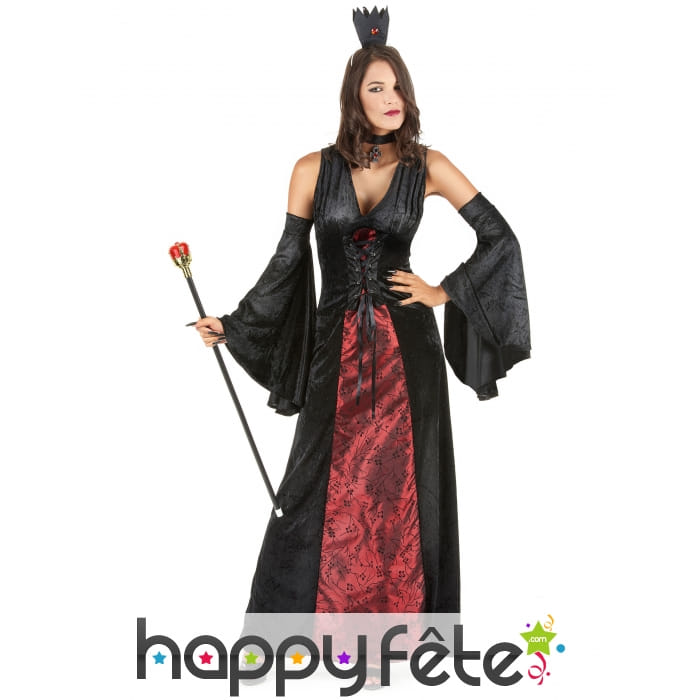 Robe noire et rouge de vampire effet velours