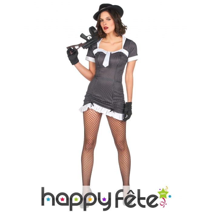 Robe noire lignée blanche de mafioso