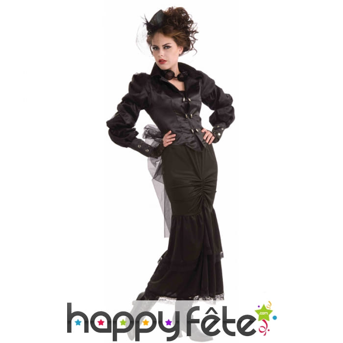 Robe noire steampunk prêt du corps