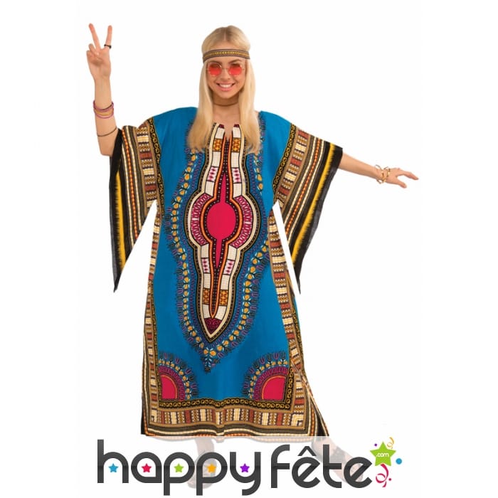 Robe poncho dashiki multicolore