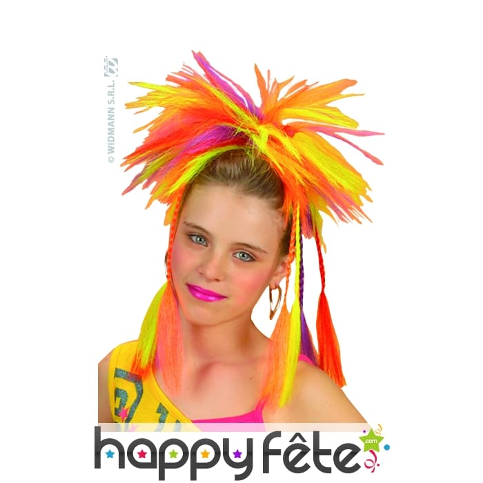 Rajout punk fluo multicolore et tresse