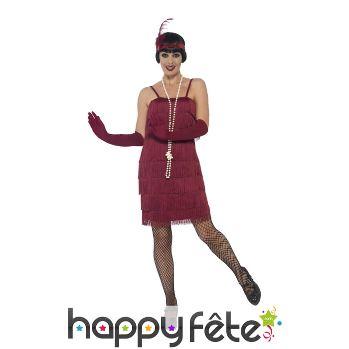 Robe rouge années 20 à franges, flappers