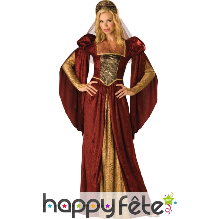 Robe renaissance bordeaux premium pour femme