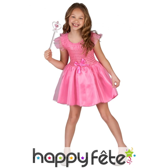 Robe rose de petite princesse avec brillants