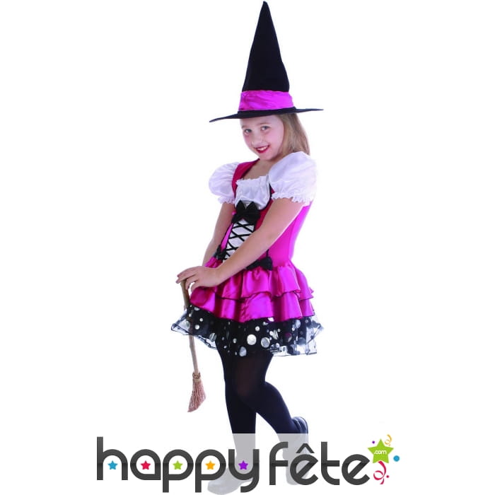 Robe rose de petite sorcière avec chapeau