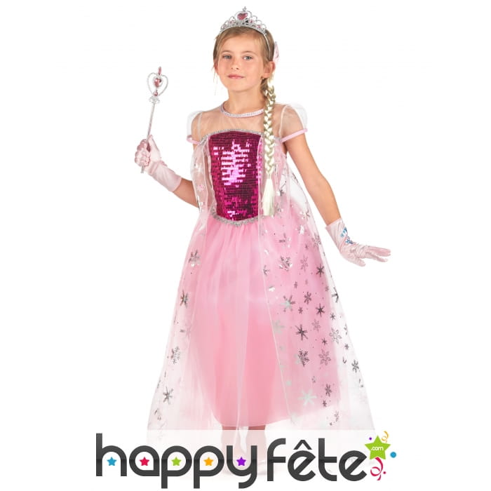 Robe rose et transparente de princesse pour enfant