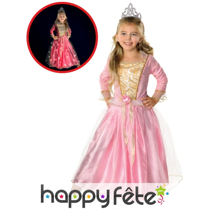 Robe rose lumineuse de princesse pour enfant