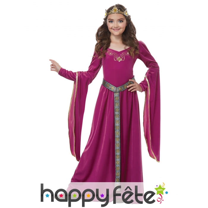 Robe rose médiévale pour enfant