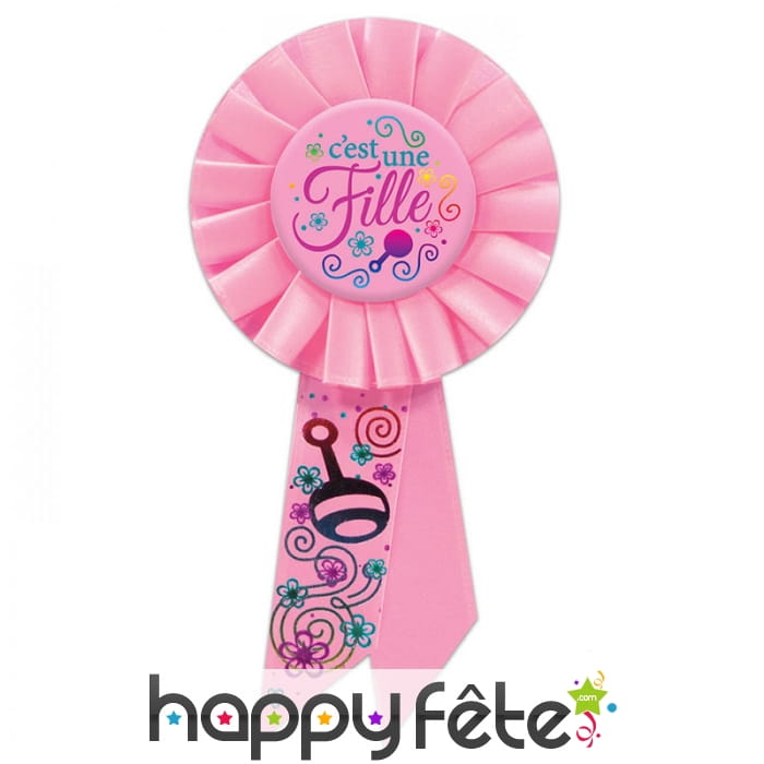 Rosette rose pour naissance fille