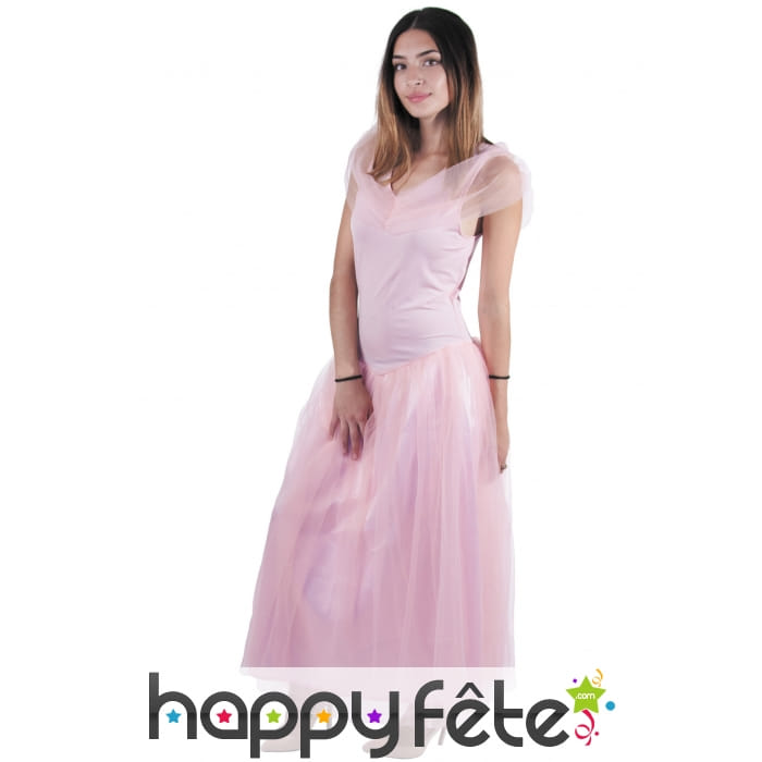Robe rose unie de princesse pour femme
