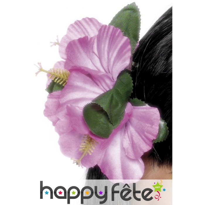 Rose style hawaï mauve cheveux