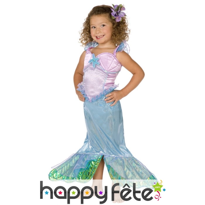 Robe sirène rose et bleue pour petite fille
