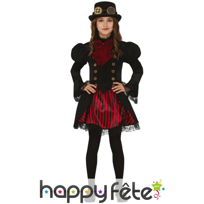 Robe Steampunk rouge et noire pour fille
