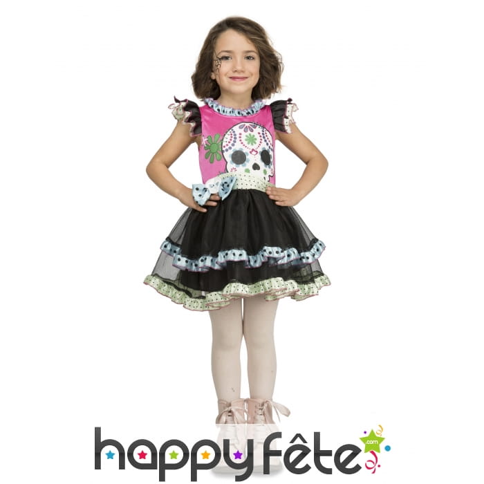 Robe tutu Dia de los muertos pour fille