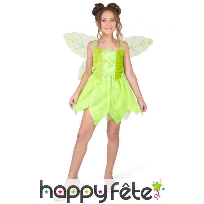 Robe verte de petite fée avec ailes