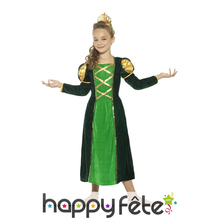 Robe verte de princesse médiévale pour enfant