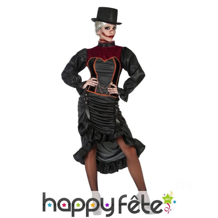 Robe victorienne noire avec corset pour femme