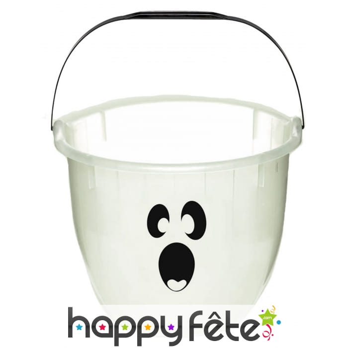 Seau à bonbons fantome blanc phosphorescent