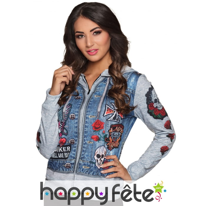 Sweat à capuche photo réaliste de biker pour femme