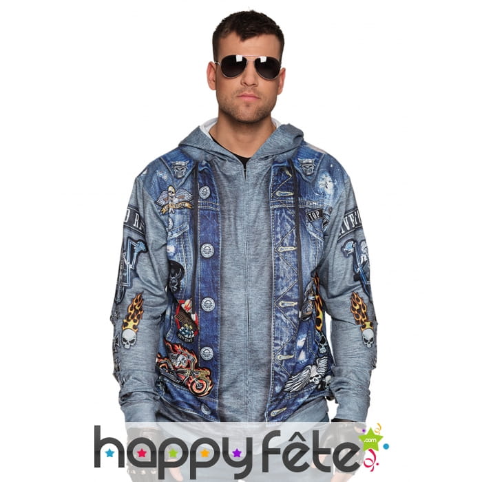 Sweat à capuche photo réaliste de biker pour homme