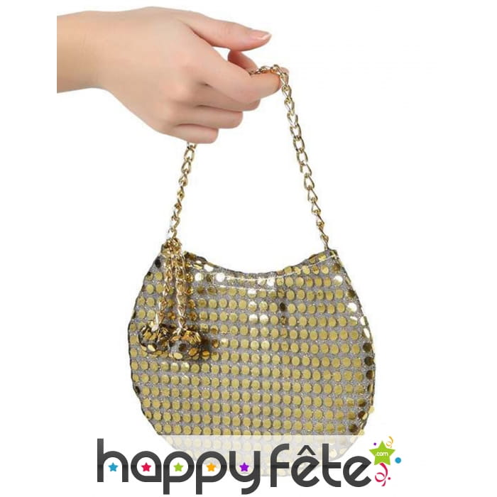 Sac à main disco recouvert de sequins dorés